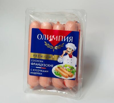 СОСИСКИ ФРАНЦУЗСКИЕ С КУСОЧКАМИ ИНДЕЙКИ «ОЛИМПИЯ»